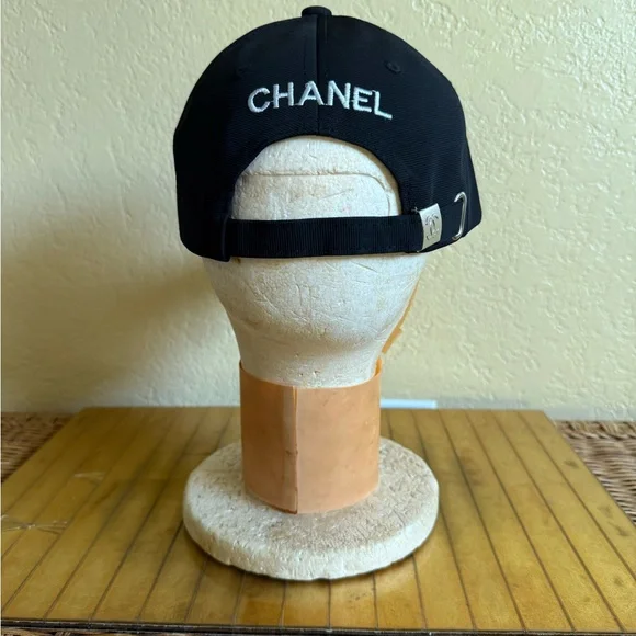CHANEL PGA Black baseball hat Cap with White Embroidered Logo❤️ - Picture 7 of 8